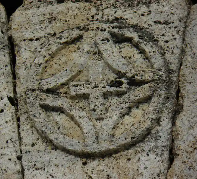 Cross inside a diamond-like symbol inside a circle